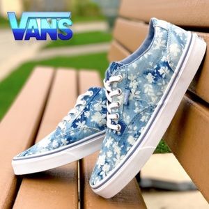 Vans Era Winston Low Floral Chambray Denim Indigo Blue White Canvas Skate Shoe